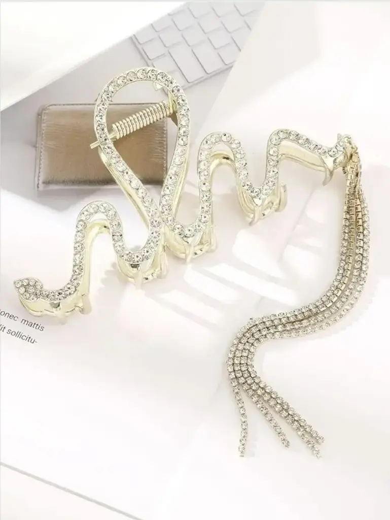 Rhinestone Metal Hair Claw Zig Zag
