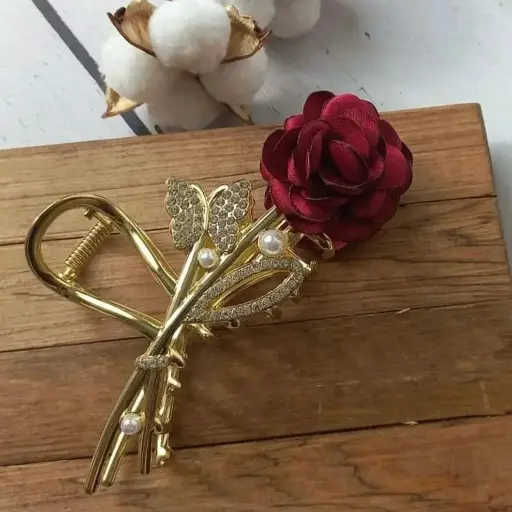 Rhinestone Be My Rose Metal Hair Clip